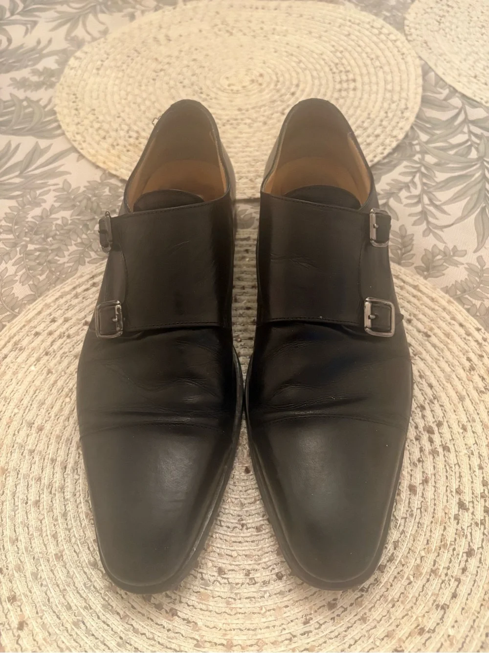 Soulier Black Leather Double Monk Strap Men’s Dress Shoes